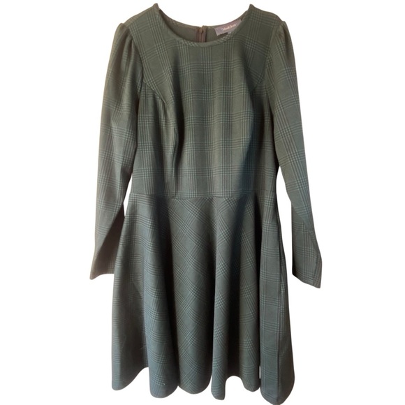 Modcloth State Of Grace Fit Flare Green Plaid Soft Swing Knee Length Dress SZ 1X - Picture 3 of 16